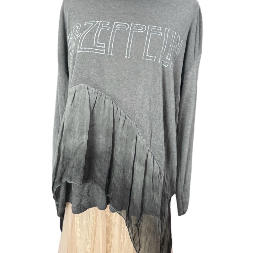 Gray Led Zeppelin Graphic Long Sleeve Top